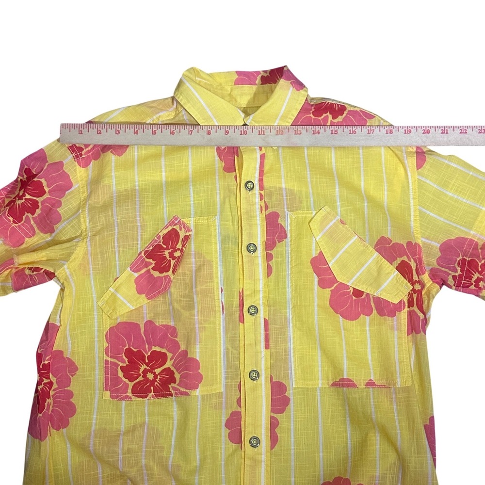 We The Free Shirt NWT women's XS Yellow Pink Hidden Flower Camo Oversized Button - Picture 5 of 12